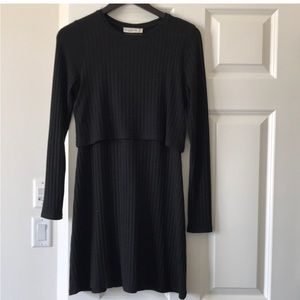 Abercrombie black ribbed cotton dress. Long sleeve mini dress